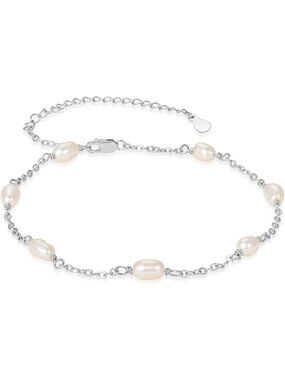 Elegant Pearl Ankle Bracelets - 925 Sterling Silver Anklets for Women, Perfect